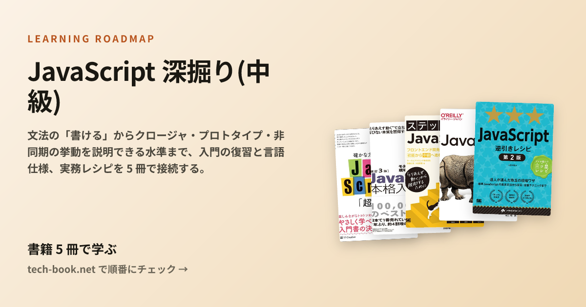 JavaScript 深掘り(中級) — 書籍 5 冊で学ぶロードマップ